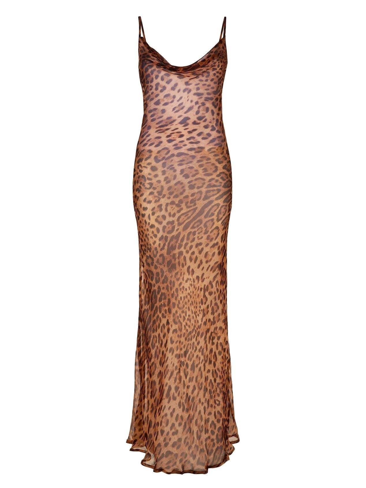 Melany Leopard Print Spaghetti Maxi Dress Dresses