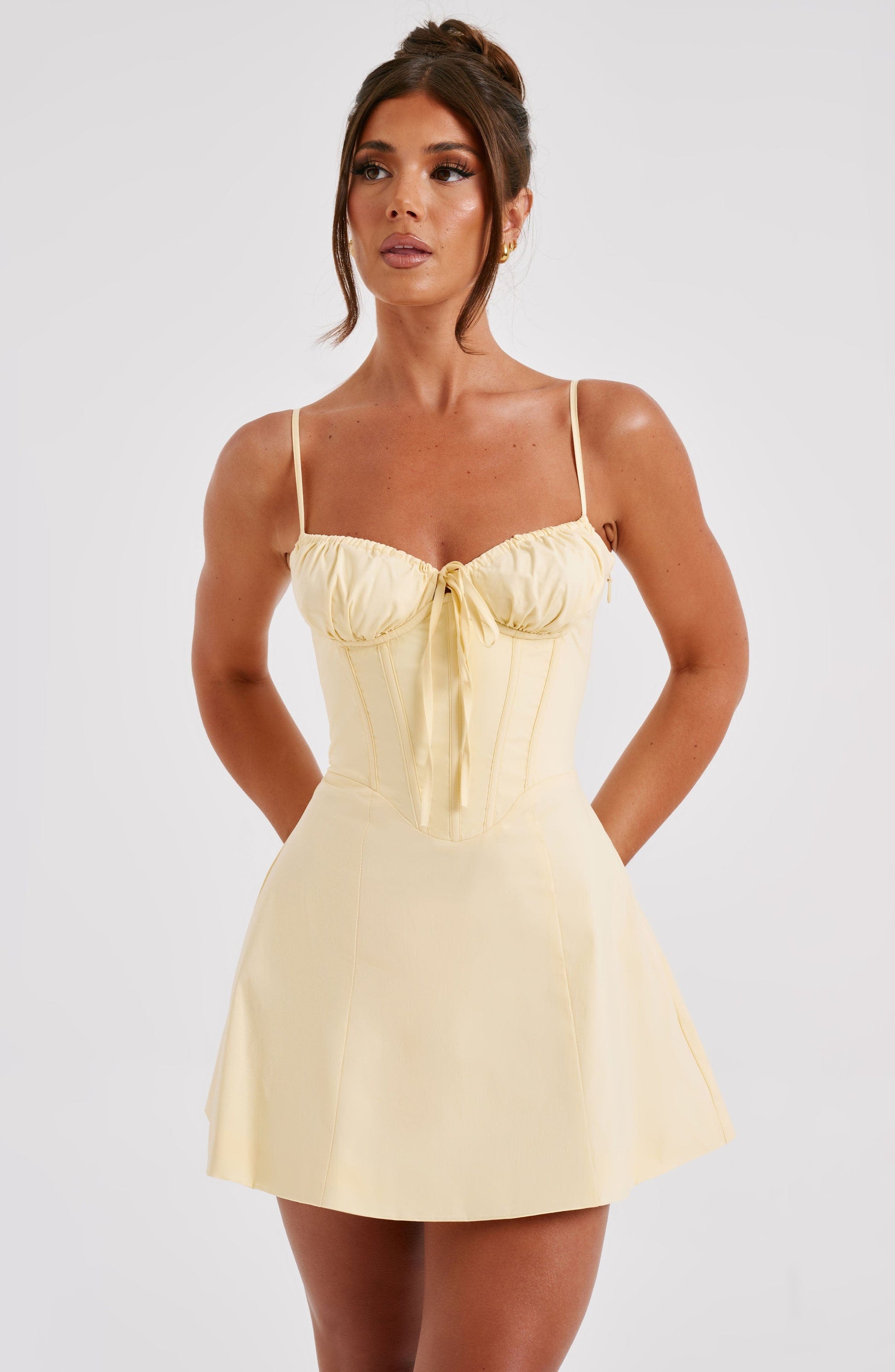 Esmee Lacey Mini Dress - Lemon