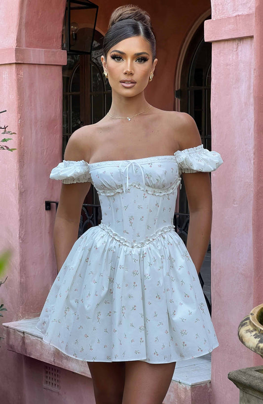 Esme Penelope Mini Dress - Blush Floral Print Xs