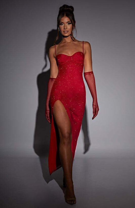 Esme Trixie Maxi Dress - Red Sparkle Xs